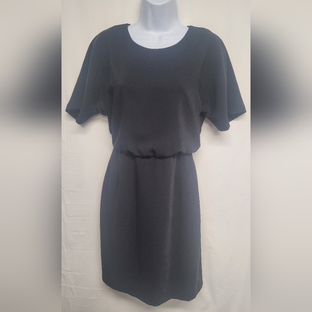 Banana Republic Little Black Dress 0 Hidden Zipper Back Short Sleeve Lined EUC